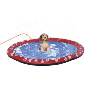 PawHut 150cm Splash Pad Sprinkler for Pets Dog Bath Pool Water Game Mat Toy Non-slip Outdoor Backyard Red