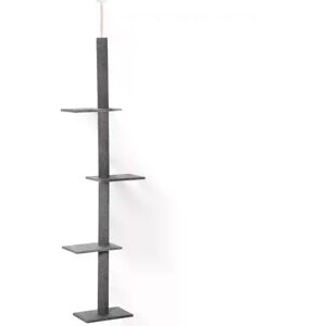 PawHut Cat Tree Tower, Floor to Ceiling with 3 Perches, Scratching Posts, Activity Centre for Kittens, Grey