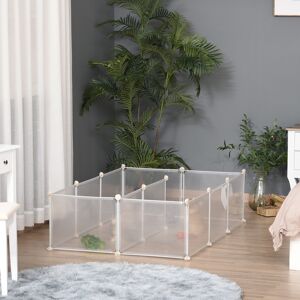 PawHut Pet Playpen DIY Small Guinea Pigs Hutches Open Enclosure Portable Plastic Fence 12 Panels for Kitten Bunny Chinchilla Guinea Pig White