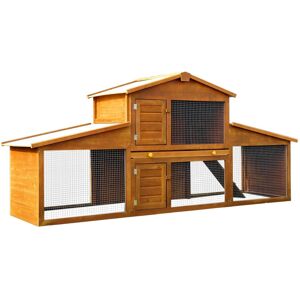 PawHut Small Animal Deluxe XXL Fir Wood 2-Tier Hutch Natural Wood Tone