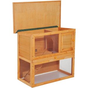 Pawhut Wooden  90cm 2 Tiers Rabbit Hutch