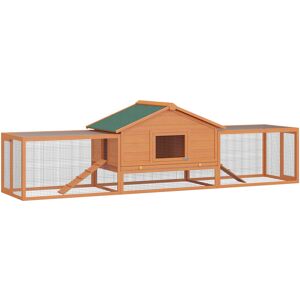 PawHut Wooden Animal Cage W/ Ramp-Golden Red