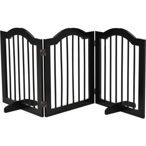 PawHut Freestanding Dog Gate, Wooden Foldable Pet Fence, Safety Barrier for House Doorway Stairs, with Support Feet, Small, Black