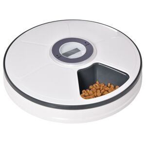 PawHut 6-Meal Automatic Pet Feeder, Digital Timer Food Dispenser for Dogs and Cats, Wet/Dry Food Compatible with LED Display, Battery Powered