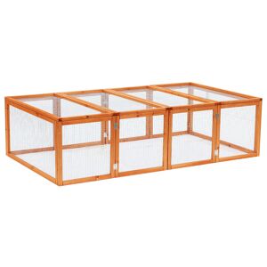 Pawhut Wooden Rabbit Hutch Outdoor, Guinea Pig Hutch, Bunny Cage with Wire Mesh Safety Rabbit Run and Play Space 181 x 100 x 48 cm