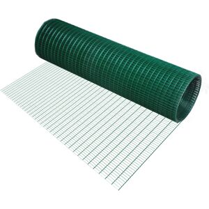 Pawhut PVC Coated Welded Wire Mesh Fencing Chicken Poultry Aviary Fence Run Hutch Pet Rabbit 30m Dark Green