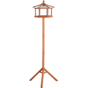 PawHut Portable Wooden Bird Feeder Station with Stand for Outdoor Use, Ideal for Garden, Patio, or Balcony