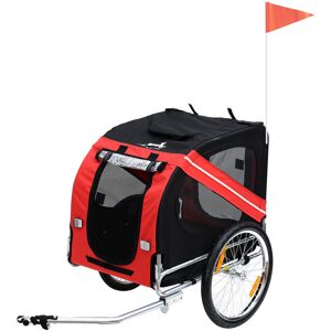 PawHut Folding Dog Bike Trailer, Pet Carrier Bicycle Trailer with Steel Frame Stroller, Red & Black