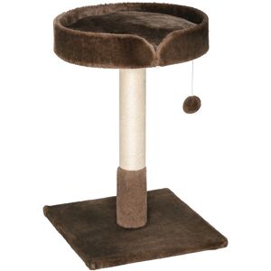 PawHut Compact Cat Tree, Sisal Scratching Post, Soft Bed, Play Toy, for Kittens, Brown, 45x45x70 cm