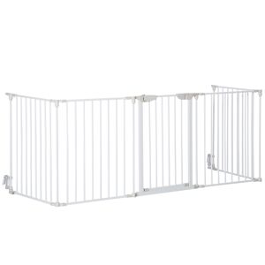 PawHut Pet Safety Gate, 5-Panel Metal Playpen, Fireplace, Christmas Tree Fence, Stair Barrier, Room Divider, Door, Lock