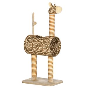 PawHut Giraffe Cat Tree, Indoor Play Tower with Scratching Posts, Tunnel, Ball Toy, 48.5 x 34.5 x 101 cm