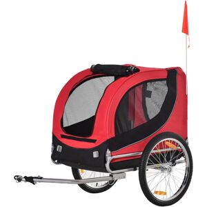 Pawhut Dog Bike Trailer Folding Bicycle Pet Trailer Dog Bike Jogger Travel Carrier W/Removable Cover-Red