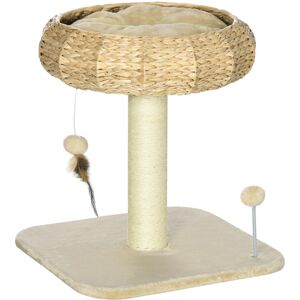 PawHut Cat Tree, 51cm, Kitty Activity Centre, Climbing Toy, Tower with Bed, Ball, Sisal Scratching Post, Beige