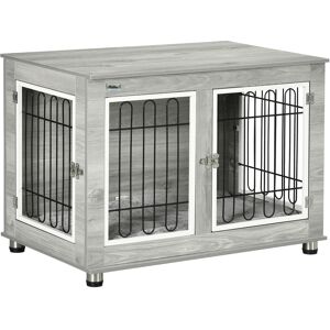 PawHut Dog Crate Furniture Side End Table with Soft Washable Cushion, Indoor Dog Kennel with Wire Mesh, Large Top, for Medium and Large Dogs