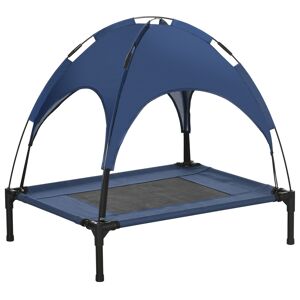 PawHut Elevated Dog Bed with Waterproof, Breathable Mesh and UV Protection Canopy, Blue, for Medium Dogs, 76 x 61 x 73cm