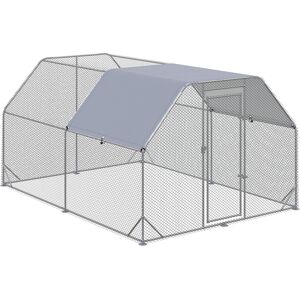 PawHut Chicken Run with Roof, Walk In Chicken Coop Run Cage for 10-12 Chickens, Hen House Duck Pen Outdoor, 380x280x195 cm