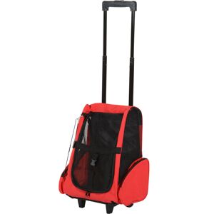 PawHut Pet Carrier Backpack with Trolley, Telescopic Handle Travel Bag for Dogs and Cats, 42 x 25 x 55 cm, Red