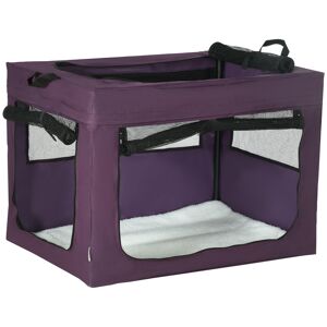 PawHut Foldable Pet Carrier for Small and Medium Dogs, Portable Cat Carrier, Spacious and Comfortable, 79.5 x 57 x 57 cm, Purple