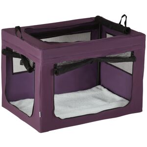 PawHut Portable Pet Carrier, 90cm, Foldable, with Cushion, for Medium to Large Dogs, Purple