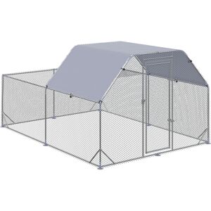 PawHut Chicken Run with Roof, Walk In Chicken Coop for 10-12 Chickens, Hen House Duck Pen Outdoor, 2.8 x 3.8 x 2 m