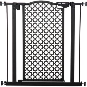 PawHut 74-80 cm Pet Safety Gate Barrier Stair Pressure Fit with Auto Close and Double Locking for Doorways, Hallways, Black