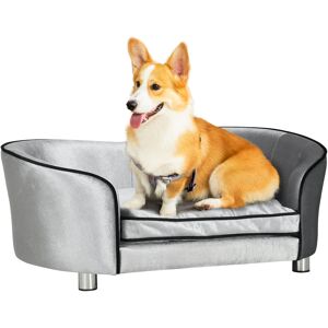 PawHut Dog Sofa Bed, Small Breeds, Removable Cushion, Durable Padding, Wood Frame, Storage, Navy Blue