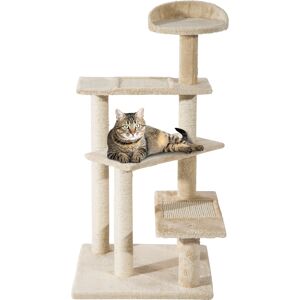 PawHut Beige Cat Tree, Kitten Scratching Post, Sisal Climbing Tower, Activity Centre, Sturdy