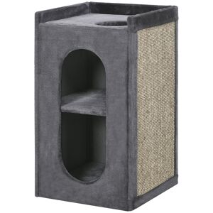 PawHut Cat Scratching Barrel 81cm, Dual Condo Play Tower with Scratching Pad, Indoor Cat Activity Tree, Grey