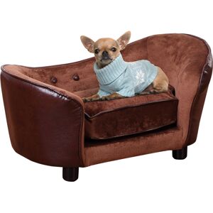 PawHut Pet Sofa Chair with Legs, Extra Small Dog & Cat Couch, Soft Cushioned, Brown, 68.5 x 40.5 x 40.5 cm