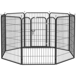 PawHut Heavy Duty 8 Panel Dog Play Pen Pet Playpen for Puppy Rabbit Enclosure Foldable Indoor Outdoor 80 x 100 cm