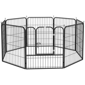 PawHut Heavy Duty 8 Panel Dog Play Pen Pet Playpen for Puppy Rabbit Enclosure Foldable Indoor Outdoor 80 x 80 cm