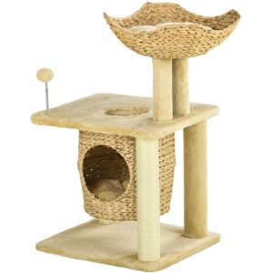 PawHut Cat Tree, Indoor Activity Centre, with Scratching Posts, Cat House, Bed, Toy Ball, Beige