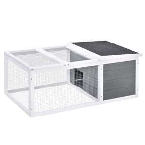 PawHut Indoor Outdoor Wooden Rabbit Hutch Small Animal Cage Pet Run Cover, with UV-resistant Asphalt roof and Water-repellent Paint