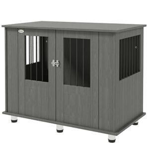 PawHut Indoor Dog Crate Furniture for Medium and Large Dogs, Magnetic Door, 100 x 55 x 80 cm, Grey