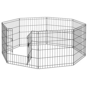 PawHut 8 Panel Dog Playpen Puppy Pen Rabbits Guinea Metal Crate Pet Cage Run Indoor Outdoor, 61x61 cm