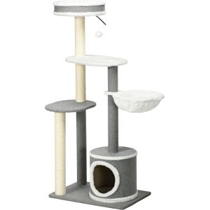 PawHut Cat Tree for Indoor Cats 132cm, Multi-Level Tower with Scratching Posts, Climbing & Resting Areas.