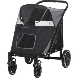 PawHut One-Click Foldable Pet Stroller, with Universal Wheels, Shock absorber, for Medium and Large Dogs - Grey