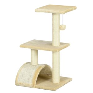 PawHut 72cm Cat Tree, Indoor Scratching Post with Pad, Sturdy and Comfortable, Cream White