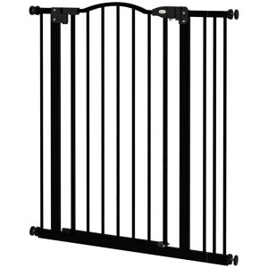 PawHut Safety Pet Gate, Metal Dog Fence, Adjustable 74-87cm, Foldable Design, Sleek Black