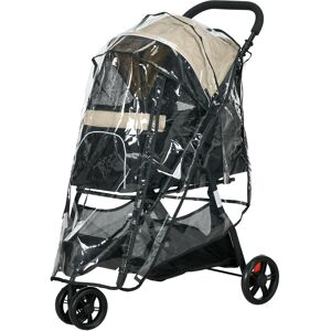 PawHut Lightweight Pet Buggy, Easy Storage, Ventilated with Weather Shield, Ideal for Extra Small to Small Dogs, Khaki