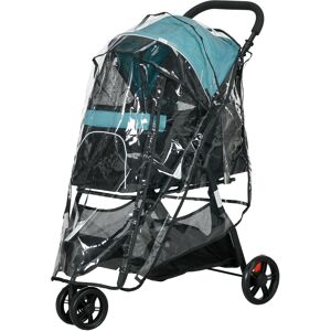 PawHut Foldable Pet Stroller, XS/S-Sized Dogs, with Rain Cover, Easy Storage, Dark Green