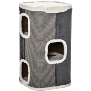 PawHut Sisal Cat Barrel with Soft Plush & Lamb Fleece Grey