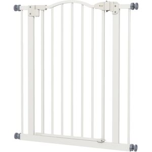 PawHut Adjustable Metal Pet Gate, Safety Barrier with Auto-Close Door, for Dogs and Cats, White