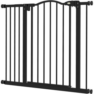 PawHut Metal 74-94cm Adjustable Pet Gate Safety Barrier w/ Auto-Close Door Black