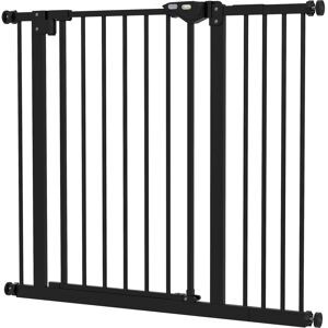 PawHut Adjustable Metal Dog Gate, Safety Barrier for Pets, 74-94cm Width, Pressure Mount, Black