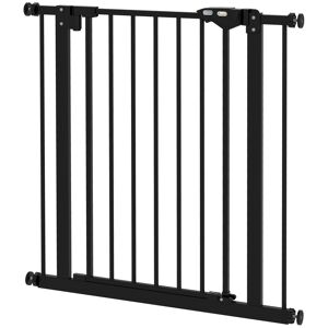 PawHut Adjustable Metal Dog Gate, Safety Barrier for Pets, 74-80cm Wide, Easy Installation, Black