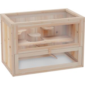 PawHut Wooden Hamster Cage Small Animal House Pets at Home, 60 x 35 x 42 cm