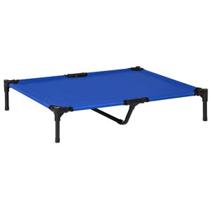 PawHut Raised Dog Bed Cat Elevated Lifted Portable Camping w/ Metal Frame for Large Dogs, Blue