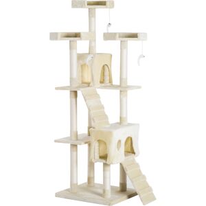 PawHut Multi-Level Cat Tower, Sisal Kitten Tree with Scratch Post, Climbing Toy Bed, 181cm(H), Durable