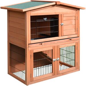 PawHut 2 Tier Rabbit Hutch Guinea Pig Hutch Ferret Cage with Ramp Slide Out Tray for Indoor Outdoor 100.5 x 55 x 101 cm